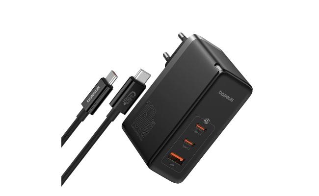 Baseus GaN5 Pro Digital Fast Charger 2C+U 160W EU Cluster Black (With Superior Series Fast Charging Data Cable Type-C to Type-C 240W 48V/5A)